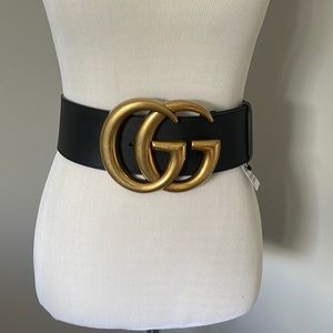 NWT wide black Gucci Double G belt - size 75 RARE